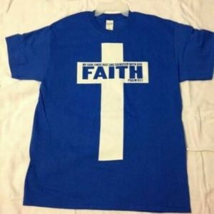 Adult T Shirt Blue White My Soul Finds Rest Sz L
